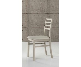 Sedia in legno Tropea con seduta in ecopelle Beige