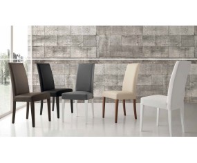 Sedia in legno denver con seduta in ecopelle