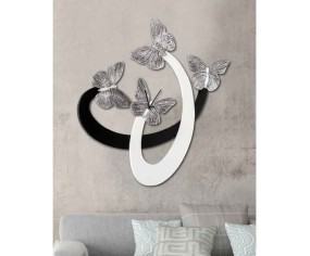 PINTDECOR OROLOGIO DA PARETE FARFALLE ARGENTATE