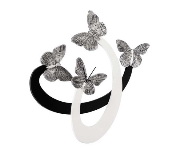 PINTDECOR OROLOGIO DA PARETE FARFALLE ARGENTATE