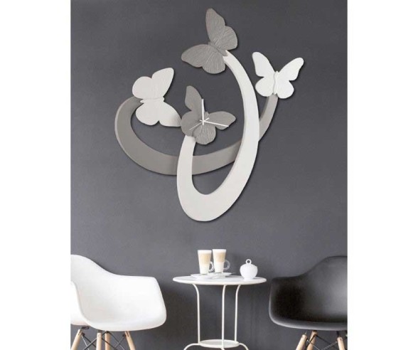 PINTDECOR OROLOGIO FARFALLE BIANCHE
