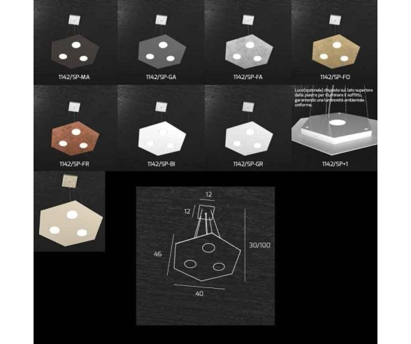 TOP LIGHT SOSPENSIONE HEXAGON SP+1