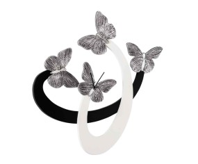PINTDECOR OROLOGIO MODERNO FARFALLE ARGENTO