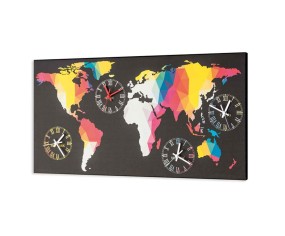 PINTDECOR QUADRO/OROLOGIO MODERNO PLANISFERO COLORATO