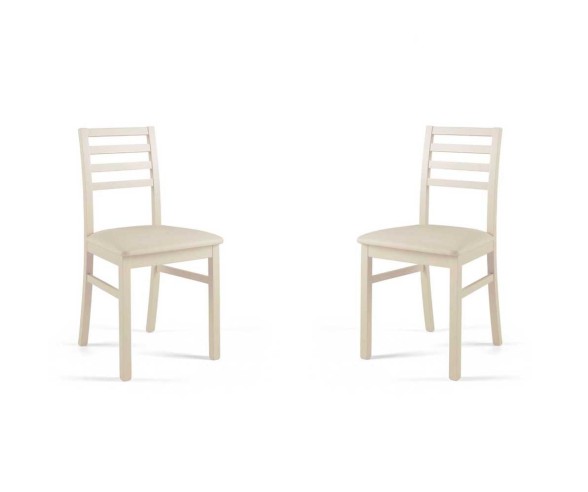 Sedia in legno Tropea con seduta in ecopelle Beige