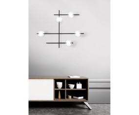 MILOOX MIKADO PLAFONIERA 5 LUCI SFERE TRASPARENTI