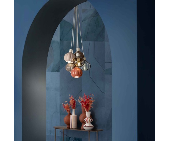 FERROLUCE DECO' LAMPADARIO AFOXE 6 VETRI