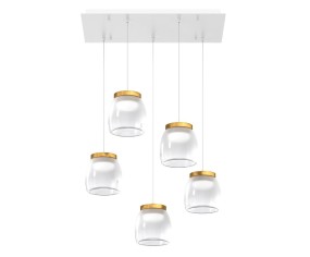 TOP LIGHT SOSPENSIONE RETTANGOLARE 5 LUCI DRUM