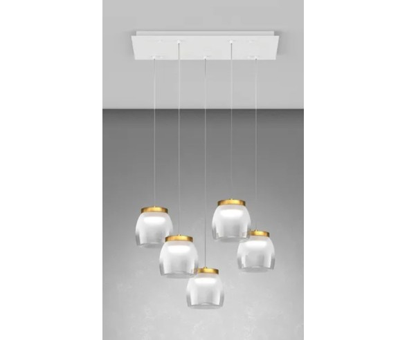 TOP LIGHT SOSPENSIONE RETTANGOLARE 5 LUCI DRUM