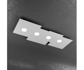 Plafoniera moderna 4 luci rettangolare in metallo grigio