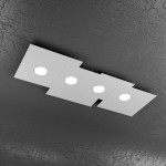Plafoniera moderna 4 luci rettangolare in metallo grigio