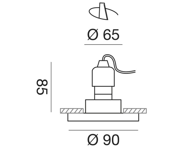 Faretto da incasso cromo lucido e vetro trasparente GFA320
