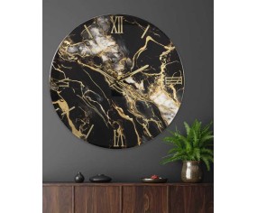 Made in Italy black and gold wall clock, Fluido model 2