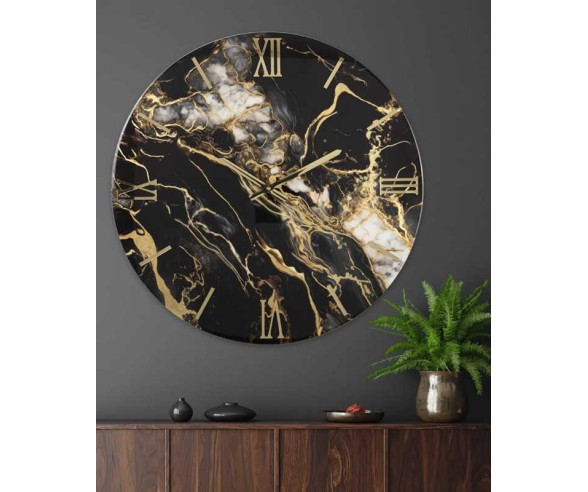 Orologio da parete made in italy nero e oro modello Fluido