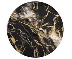 Made in Italy black and gold wall clock, Fluido model