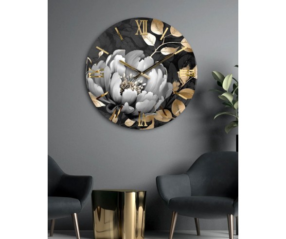 Wall clock with blooming flower, Camelia model