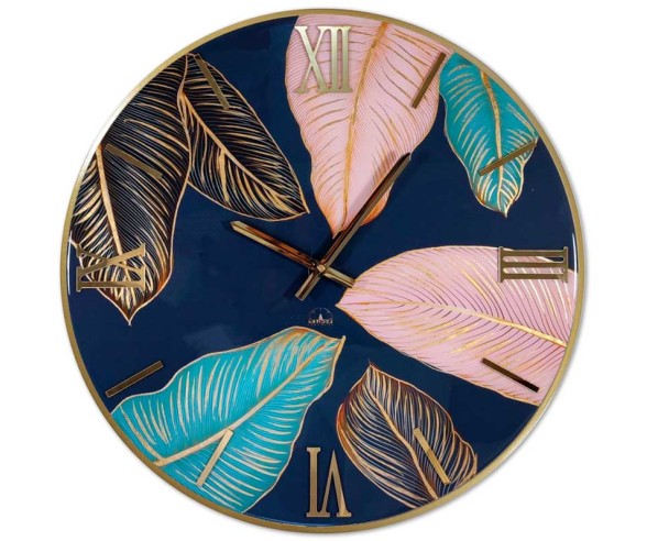 Wanduhr mit Pampas-Blumenmuster