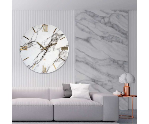 Carrara marble-effect wall clock