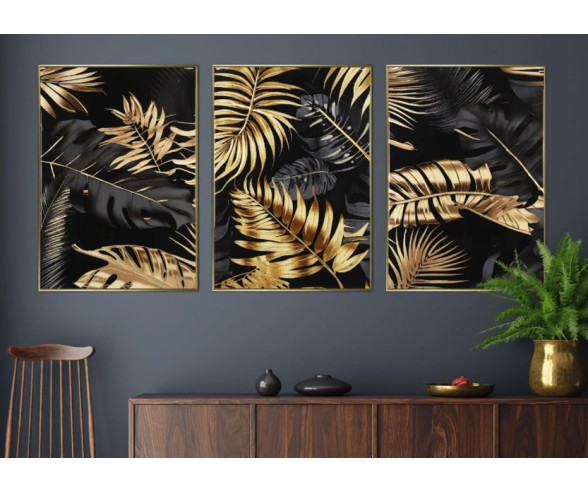 3-teiliges florales Wandbild