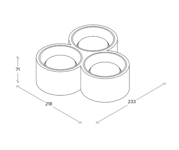 Sforzin Illuminazione Nasso 3-light plaster ceiling lamp