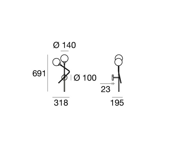 Stilnovo Applique Galassia 2 luci