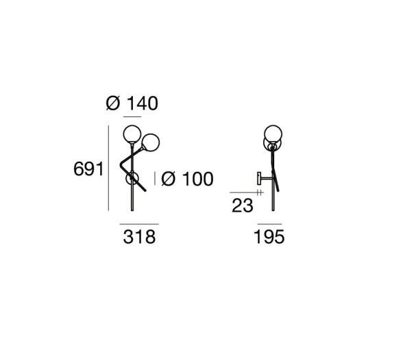 Stilnovo Wandleuchte Galassia 2 Lichter