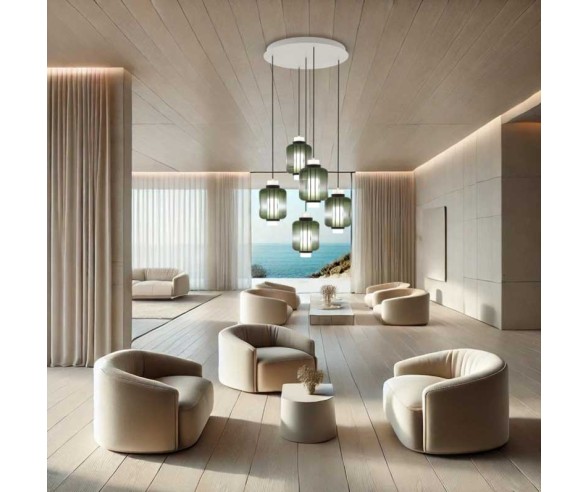 Sikrea Sospensione 5 luci rotonda Yoko