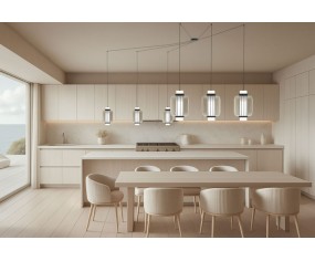 Sikrea 6-light suspension with Yoko radial base