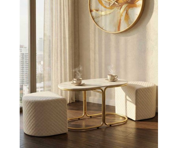Mauro Ferretti Couchtisch mit 2 Poufs Relax