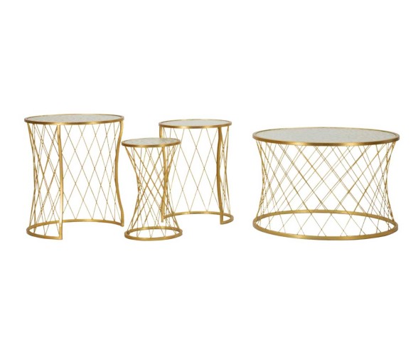 MAURO FERRETTI TAVOLINI NOAH GOLD SET 4 PEZZI
