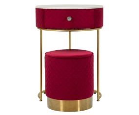 Mauro Ferretti Vellit Nachttisch mit Pouf