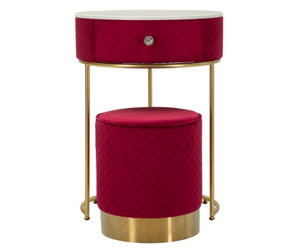 Mauro Ferretti Vellit Nachttisch mit Pouf