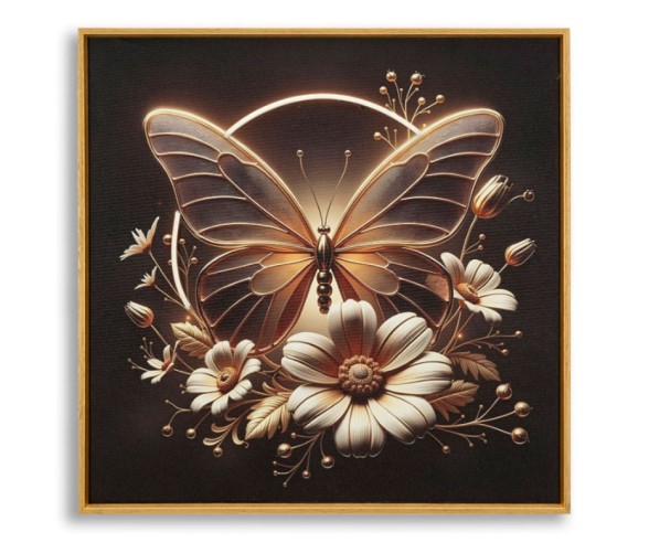 Mauro Ferretti Gemälde mit LED und Rahmen Butterfly