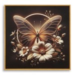 Mauro Ferretti Gemälde mit LED und Rahmen Butterfly
