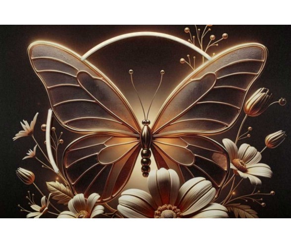 Mauro Ferretti Gemälde mit LED und Rahmen Butterfly