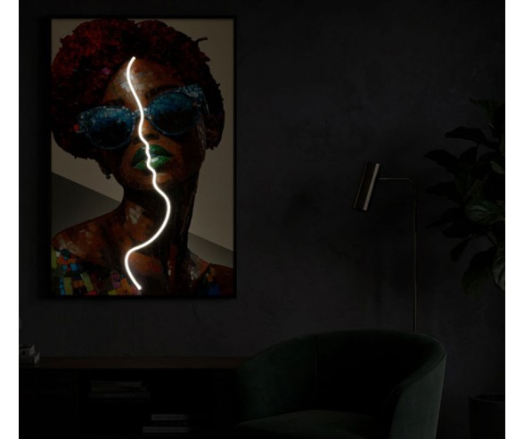 Mauro Ferretti Leinwandgemälde mit LEDs Afro