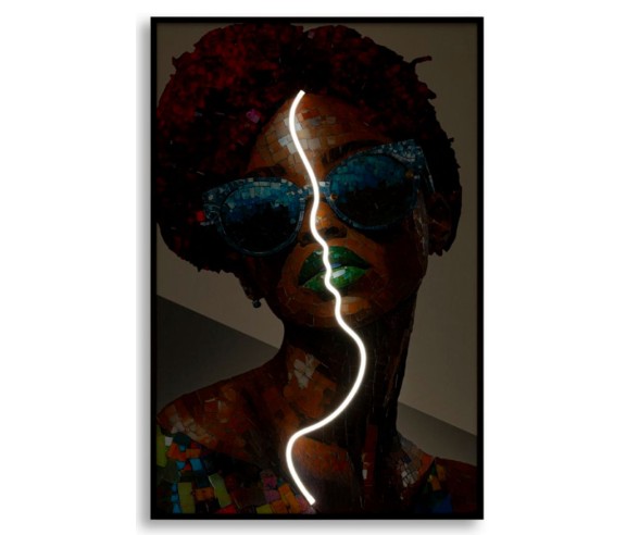 Mauro Ferretti Leinwandgemälde mit LEDs Afro