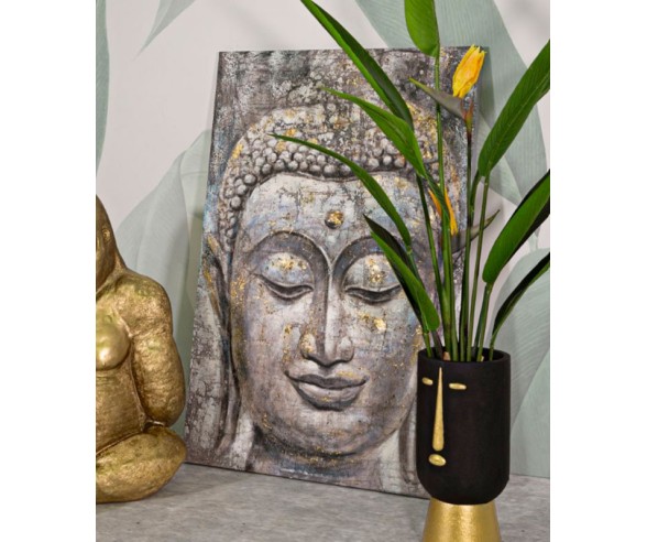 Mauro Ferretti Painting on canvas Face Buddha light A
