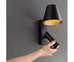 APPLIQUE DA COMODINO NERO LED ORIENTABILE 3000K