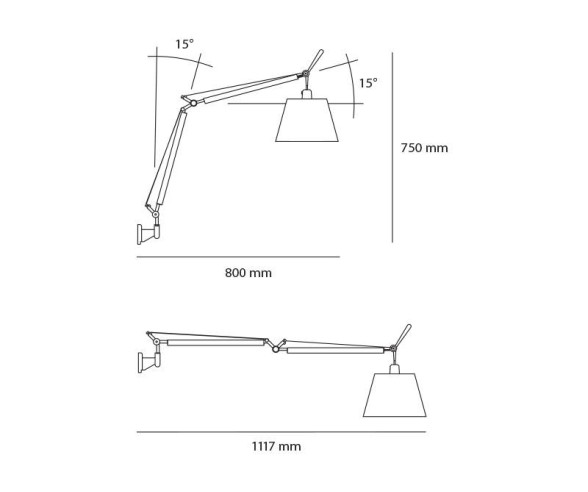 ARTEMIDE LAMPADA DA PARETE TOLOMEO BASCULANTE RASO 180