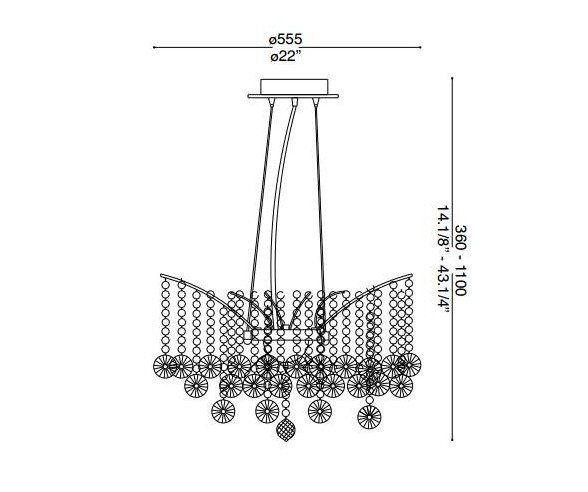IDEAL LUX SOSPENSIONE AUDI-77 6 LUCI