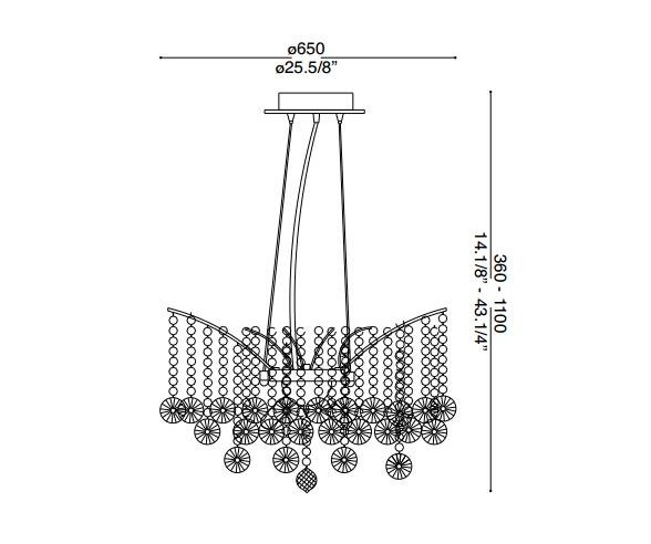 IDEAL LUX SOSPENSIONE AUDI-77 8 LUCI