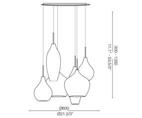 IDEAL LUX SOSPENSIONE SOFT 6 LUCI 2