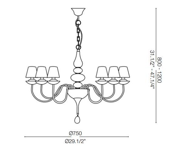 IDEAL LUX LAMPADARIO BLANCHE 6 LUCI