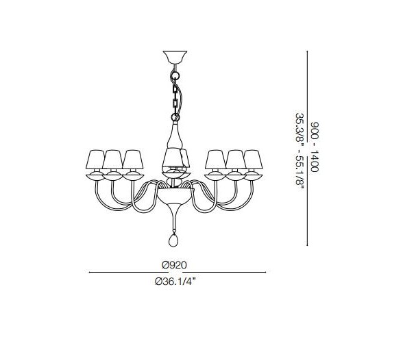 IDEAL LUX LAMPADARIO BLANCHE 8 LUCI